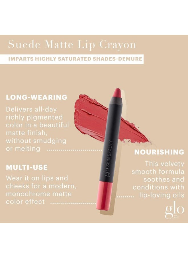 Suede Matte Lip Crayon (Demure) - Longwearing Formula Stays On All Day, With Conditioning Shea Butter + Mango Seed Oil for a Velvety Smooth Finish