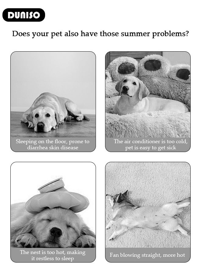 Pet Cooling Bed, Washable Cooling Pets Ice Pad Rattan Mat Nest,Pet Cooling Mats, Pet Ice Pad Bed with Fast Moisture Wicking,Summer Pet Woven Breathable Square Mat Sleeping Pad with Pillow for Dogs Cats