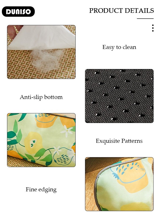 Pet Cooling Bed, Washable Cooling Pets Ice Pad Rattan Mat Nest,Pet Cooling Mats, Pet Ice Pad Bed with Fast Moisture Wicking,Summer Pet Woven Breathable Square Mat Sleeping Pad with Pillow for Dogs Cats