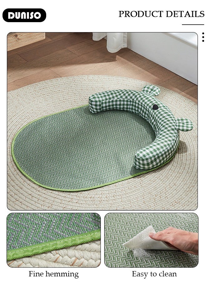 Pet Cooling Mat,Summer Cat Cooling Bed With Pillow,70x55cm Washable Dog Cooling Pad, Non-Toxic Foldable Pet Cooling Pad for Medium, Small Breed Dogs Cats, Summer Pet Ice Pad Bed for Indoor Outdoor