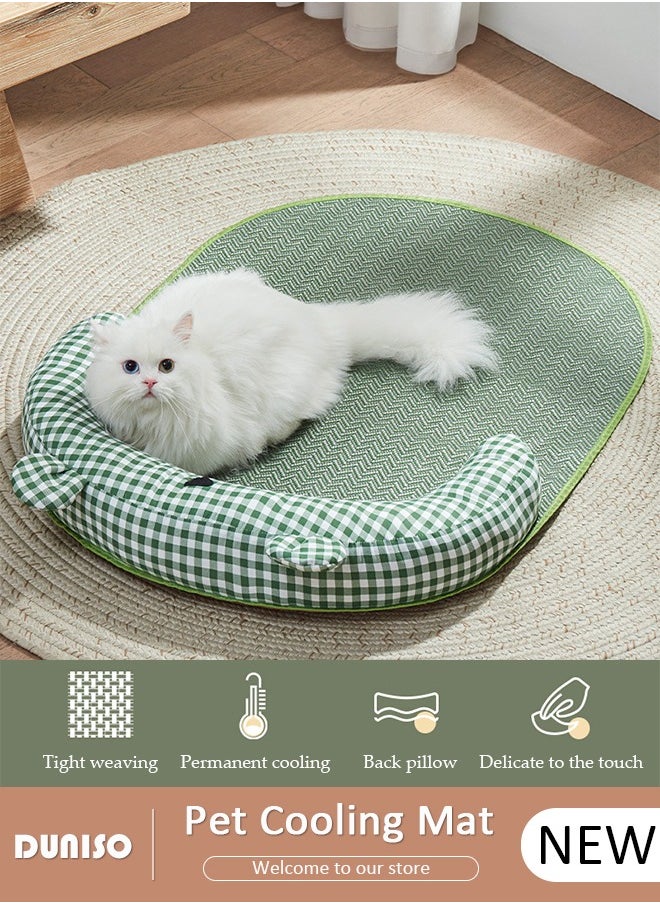 Pet Cooling Mat,Summer Cat Cooling Bed With Pillow,70x55cm Washable Dog Cooling Pad, Non-Toxic Foldable Pet Cooling Pad for Medium, Small Breed Dogs Cats, Summer Pet Ice Pad Bed for Indoor Outdoor