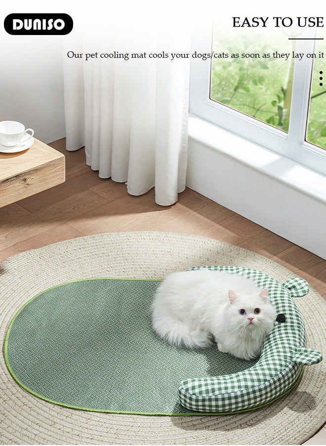 Pet Cooling Mat,Summer Cat Cooling Bed With Pillow,70x55cm Washable Dog Cooling Pad, Non-Toxic Foldable Pet Cooling Pad for Medium, Small Breed Dogs Cats, Summer Pet Ice Pad Bed for Indoor Outdoor