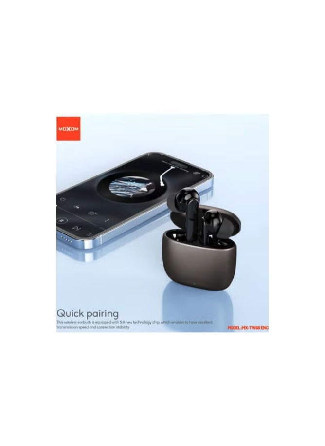 Moxom MX-TW66 pro wireless earbuds With Active Noise Cancellation, ENC call noise reduction, high quality zinc alloy  buds, 40H of battery life, talk time 4H.