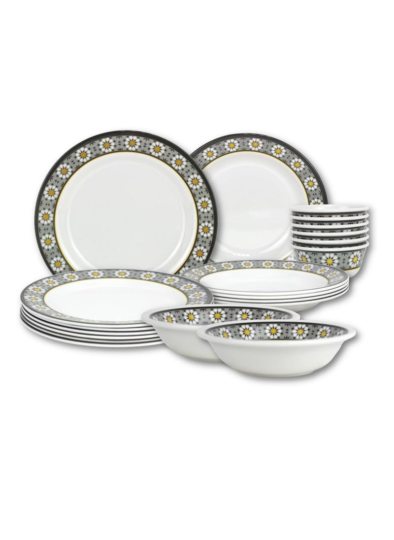 Melrich 20 Pcs Melamine Dinner Set Dinner and Soup plates Salad and Rice Bowls Dishwasher and Freezer safe Durable and Strong