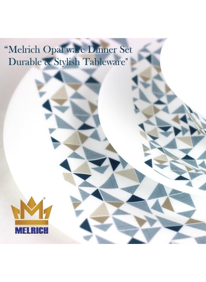 Melrich 26 Pcs Opal ware Dinner set Dinner plate, Dessert plate, Soup plate Bowl, Serving Bowl, Serving plate BPA Free Dishwasher & Microwave safe Durable and Stylish for everyday use