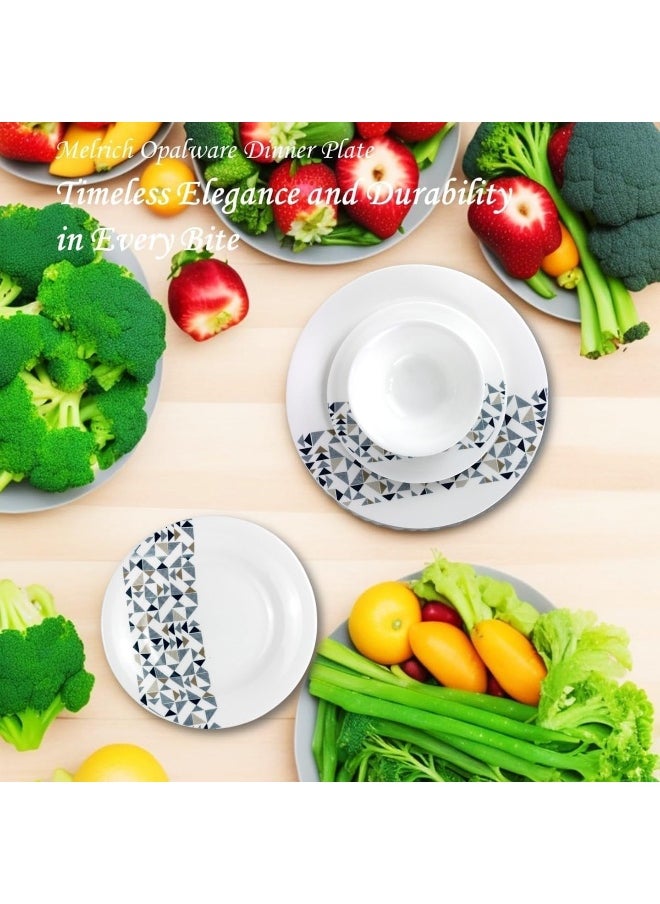 Melrich 26 Pcs Opal ware Dinner set Dinner plate, Dessert plate, Soup plate Bowl, Serving Bowl, Serving plate BPA Free Dishwasher & Microwave safe Durable and Stylish for everyday use