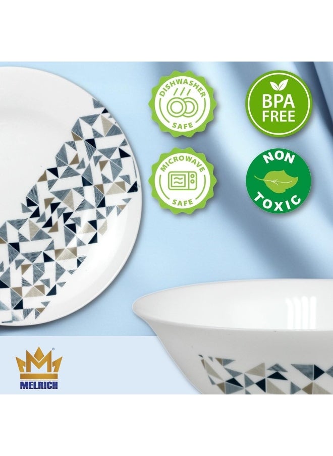 Melrich 26 Pcs Opal ware Dinner set Dinner plate, Dessert plate, Soup plate Bowl, Serving Bowl, Serving plate BPA Free Dishwasher & Microwave safe Durable and Stylish for everyday use