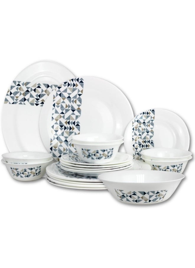 Melrich 26 Pcs Opal ware Dinner set Dinner plate, Dessert plate, Soup plate Bowl, Serving Bowl, Serving plate BPA Free Dishwasher & Microwave safe Durable and Stylish for everyday use