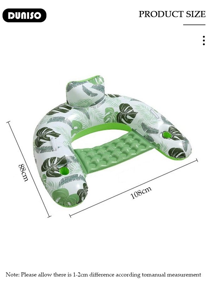 Inflatable Pool Floats Adult, Pool Chairs with Cup Holders, Blow up Floating Pool Floats Chair, Portable Inflatable Recliner, Pool,Pool Floaties for Adults Swimming Pool Party Summer Water Fun