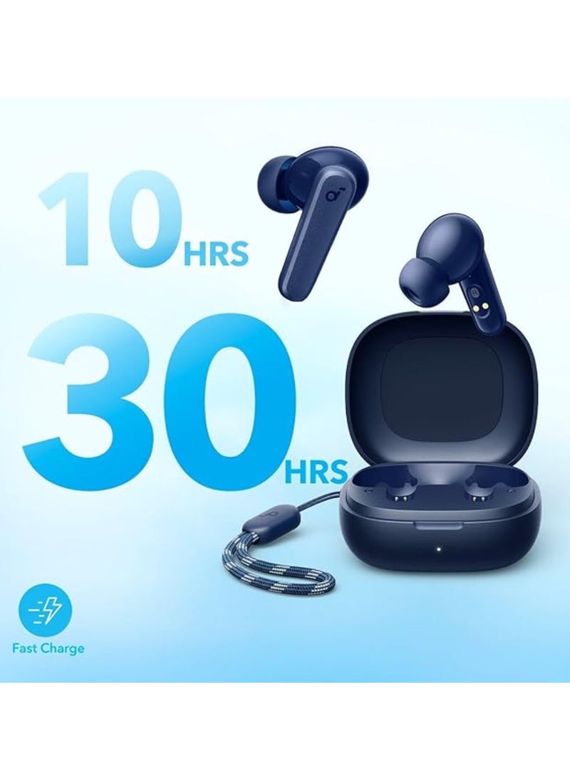 R50i True Wireless Earbuds 10mm Drivers with Big Bass, Bluetooth 5.3, 30H Playtime, IPX5-Water Resistant, AI Clear Calls with 2 Mics, 22 Preset EQs via App Blue