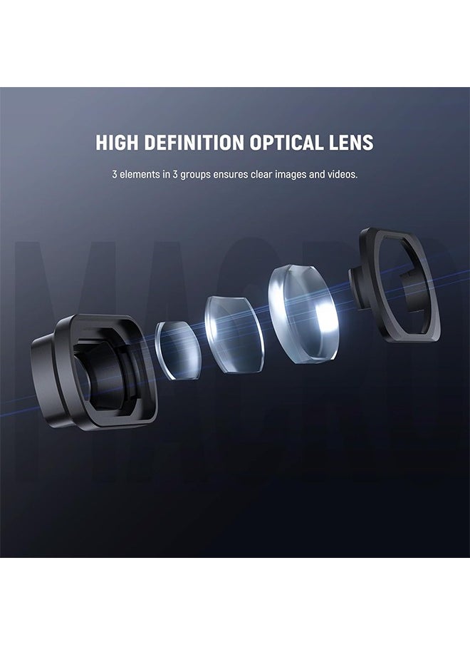 NEEWER 2X Macro Lens for Pocket 3, Magnetic Close Up Macro Photography Lens, 3 Elements in 3 Groups Multicoated HD Optical Glass, Compatible with DJI Osmo Pocket 3, Do Not Stack Filters, LS-64