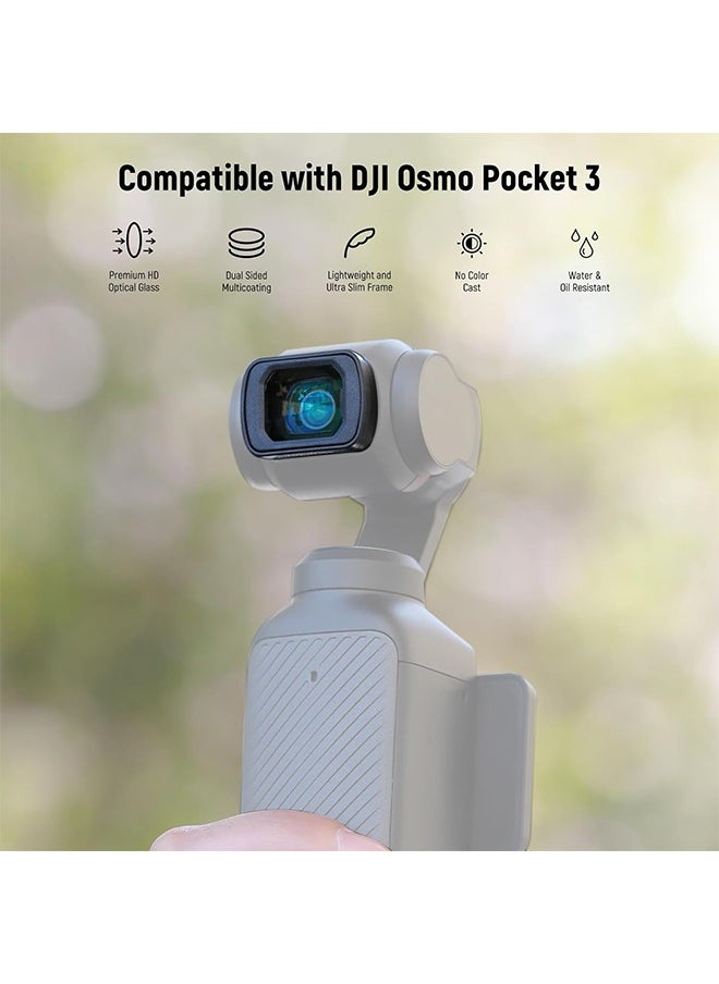 NEEWER Filter Set (3 Pack) with 0.75X Wide Angle Lens 108° FOV, Variable ND 2-32 CPL 1/4 Black Mist Diffusion Filter Compatible with DJI Osmo Pocket 3 Creator Combo Accessories, FL-B09