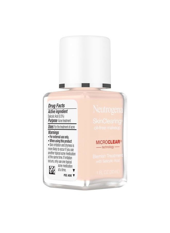 SkinClearing Oil-Free Acne and Blemish Fighting Liquid Foundation with.5% Salicylic Acid Acne Medicine, Shine Controlling Makeup for Acne Prone Skin, 20 Natural Ivory, 1 fl. oz