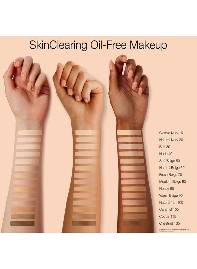 SkinClearing Oil-Free Acne and Blemish Fighting Liquid Foundation with.5% Salicylic Acid Acne Medicine, Shine Controlling Makeup for Acne Prone Skin, 20 Natural Ivory, 1 fl. oz