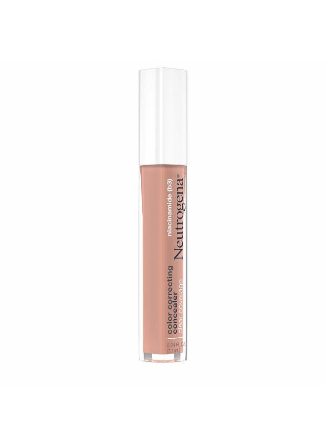 Clear Coverage Color Correcting Concealer Makeup, Lightweight Concealer with Niacinamide for Dark Spots, Oil-, Fragrance-, Paraben- & Phthalate-Free, Peach, 0.24 fl. oz