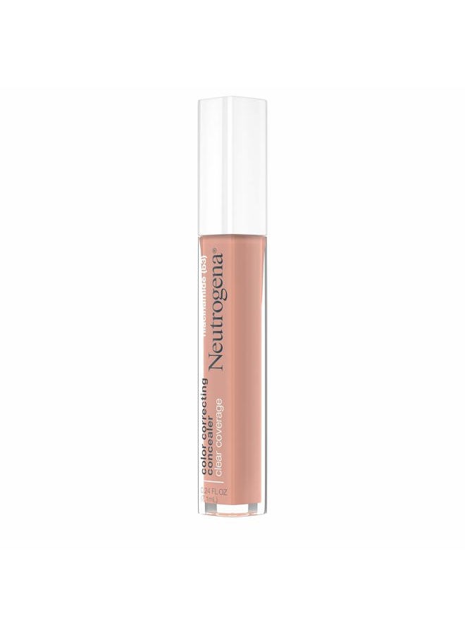 Clear Coverage Color Correcting Concealer Makeup, Lightweight Concealer with Niacinamide for Dark Spots, Oil-, Fragrance-, Paraben- & Phthalate-Free, Peach, 0.24 fl. oz