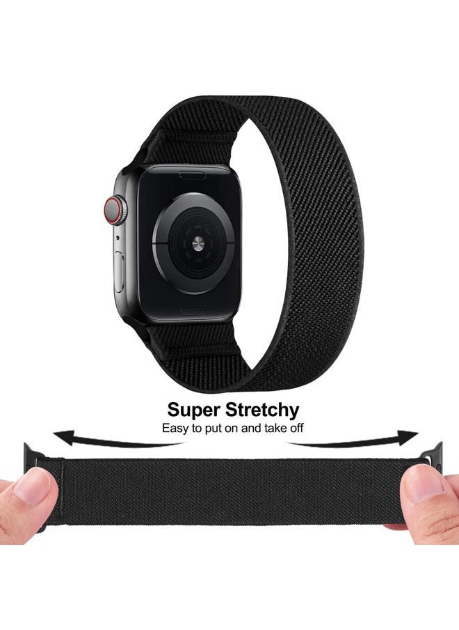 HILIMINY 10 Pack Stretchy Solo Loop Bands Compatible With Apple Watch 38mm 40mm 41mm, Elastic Nylon Sport Straps for iWatch SE Series 9 8 7 6 5 4 3 2 1, Braided No Buckles Men Women Wristband, B XXS