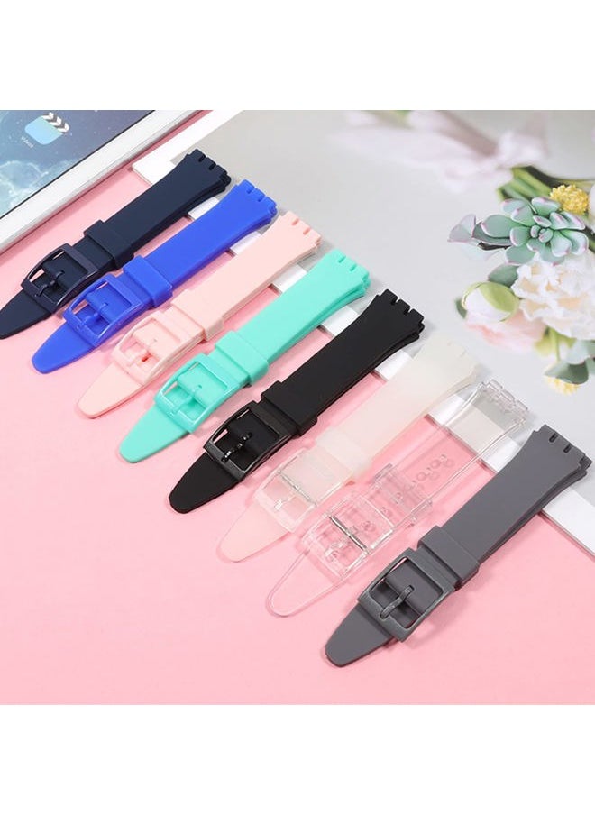 Replacement Silicone Band for Swatch 17mm 19mm 20mm, Waterproof Wristband Watch Strap for Swatch (17mm, Clear)