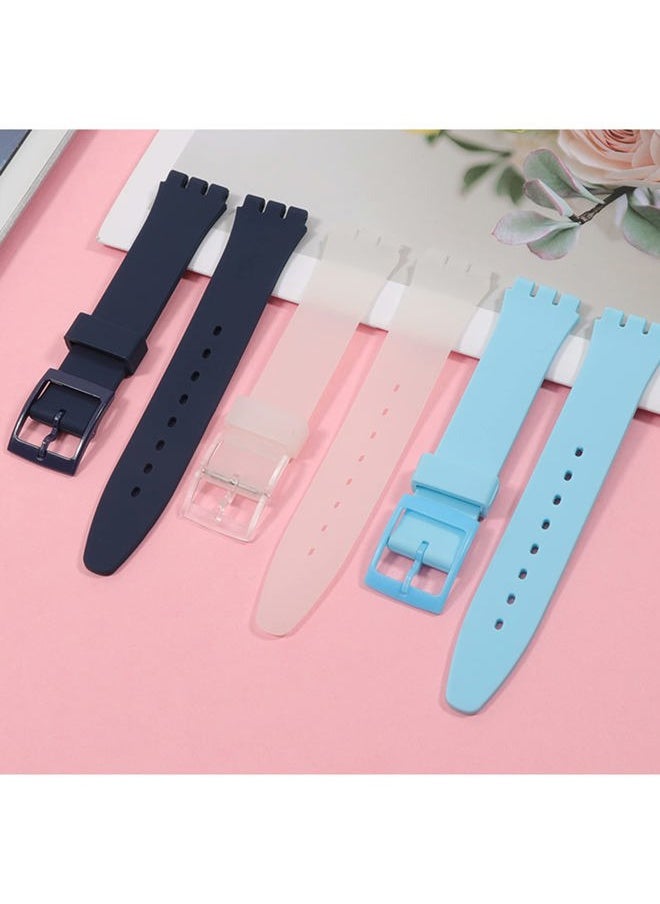 Replacement Silicone Band for Swatch 17mm 19mm 20mm, Waterproof Wristband Watch Strap for Swatch (17mm, Clear)
