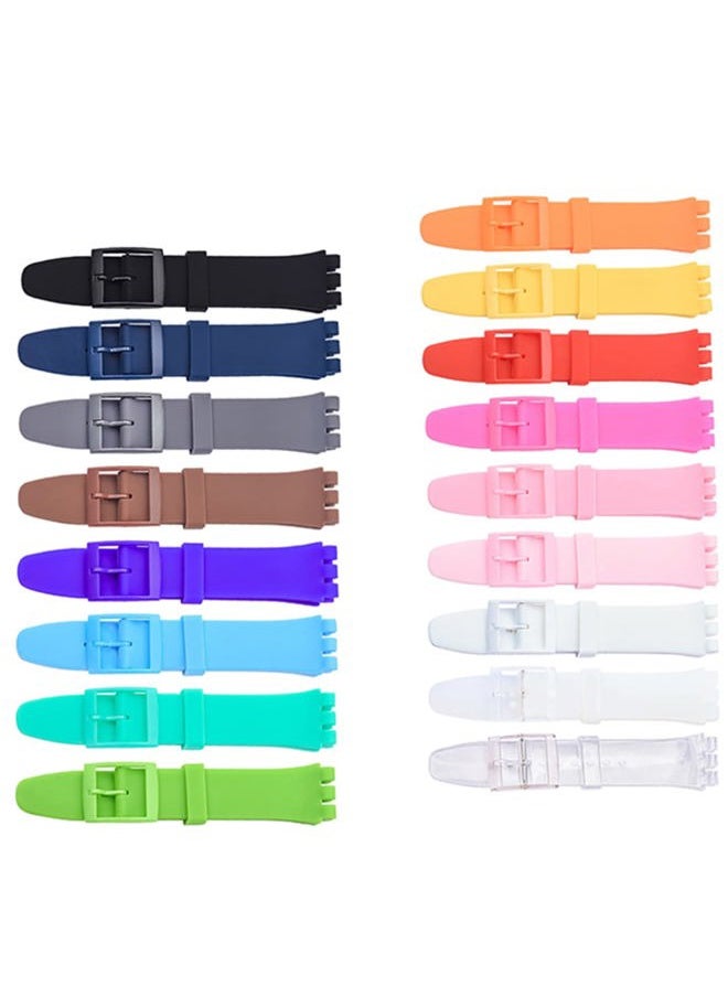 Replacement Silicone Band for Swatch 17mm 19mm 20mm, Waterproof Wristband Watch Strap for Swatch (17mm, Clear)