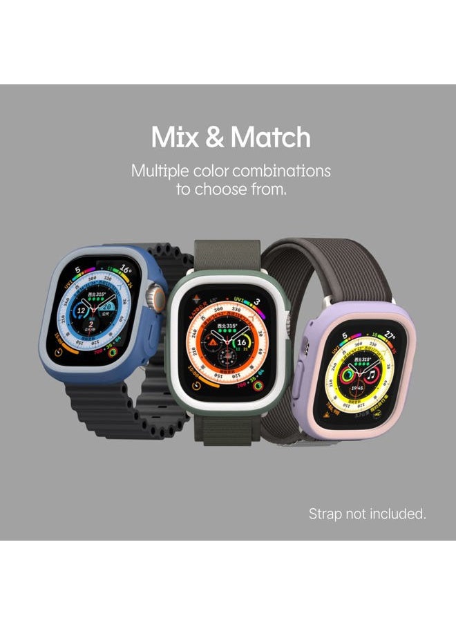 RHINOSHIELD Bumper Case for Apple Watch Ultra/Ultra 2 - [49 mm] | Slim, Lightweight, and Shock Absorbent - Great Protection, Easy to Install, Durable - Classic White