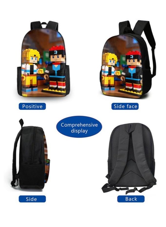 Cartoon three-piece schoolbag with front pocket - 1371