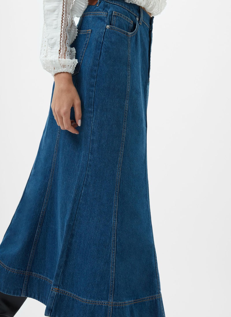 Denver Denim Flare Midi Skirt