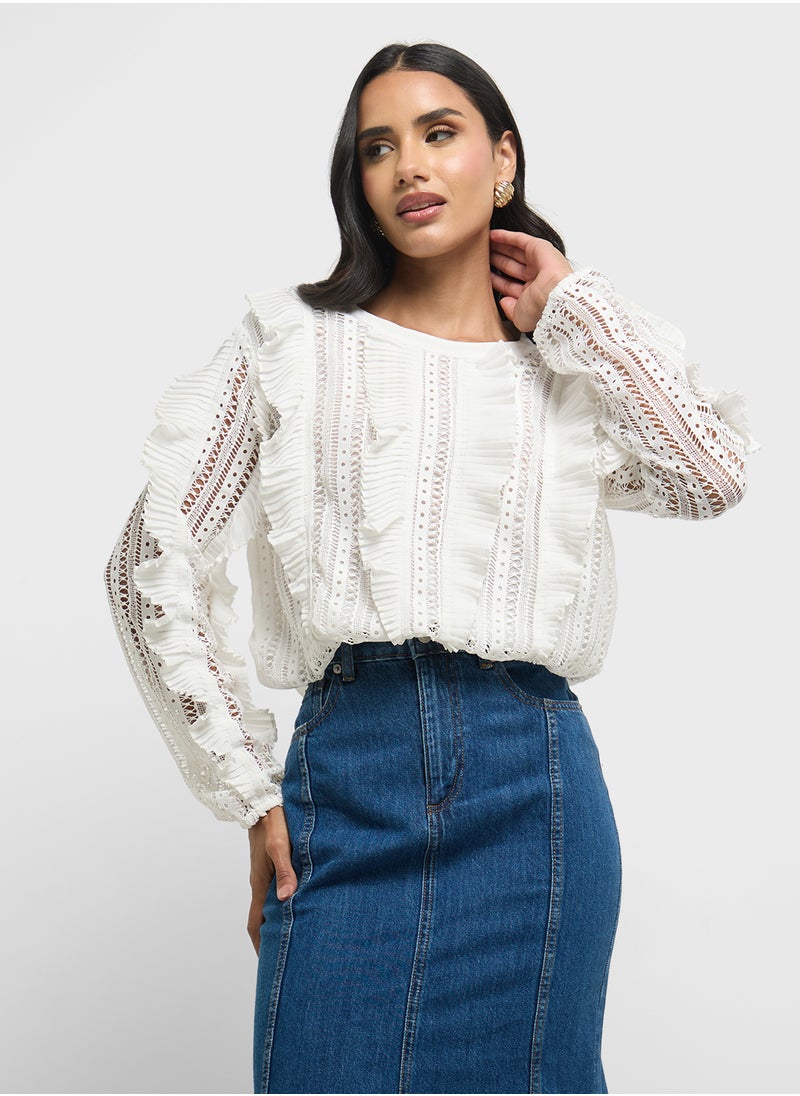 Annika Lace Frill Top