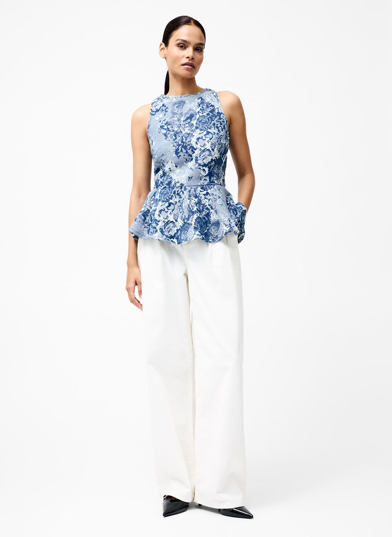 Charlotte Jacquard Peplum Top