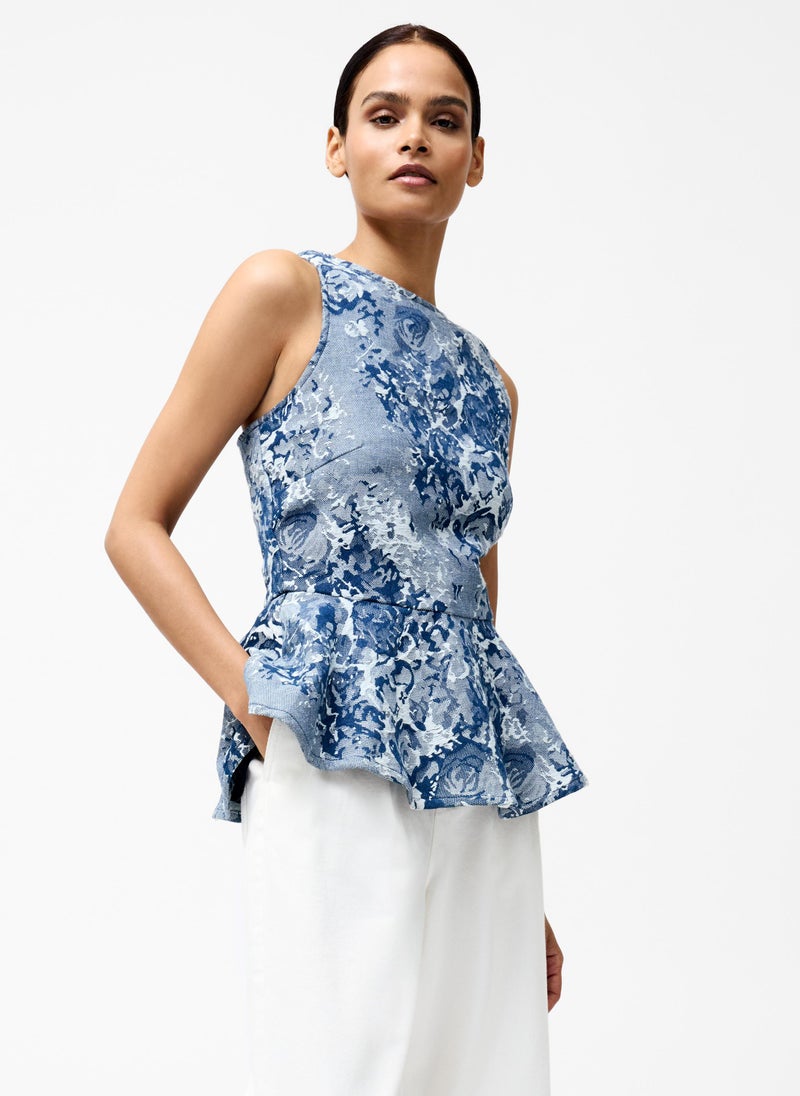 Charlotte Jacquard Peplum Top