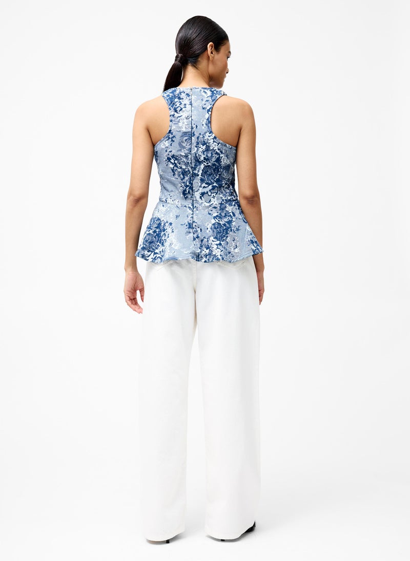 Charlotte Jacquard Peplum Top