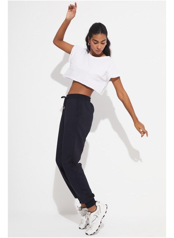 June Women Relaxed Fit Ribbed Basic Sweatpant Navy