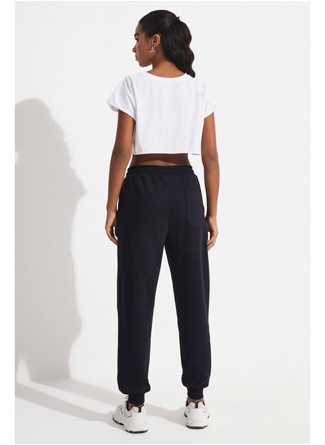 June Women Relaxed Fit Ribbed Basic Sweatpant Navy