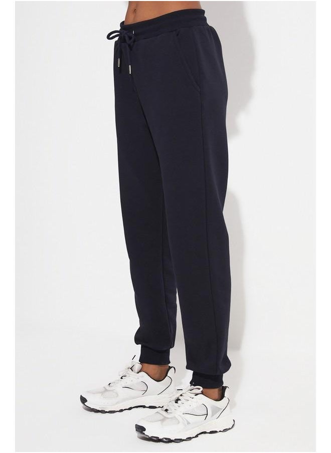June Women Relaxed Fit Ribbed Basic Sweatpant Navy