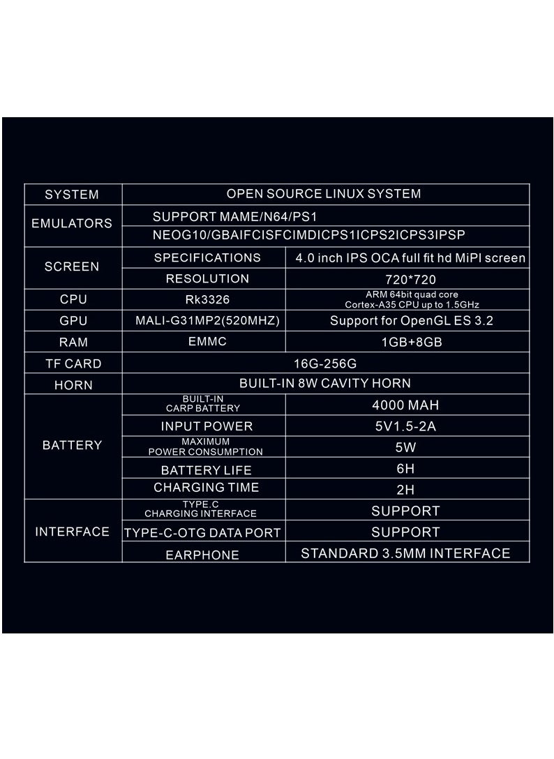 Handheld Game Console R36 MAX Rk3326 Android 13 4-inch IPS MIPI screen 4000mAh 5G WIFI Bluetooth Retro Video Players (Grey 128G)