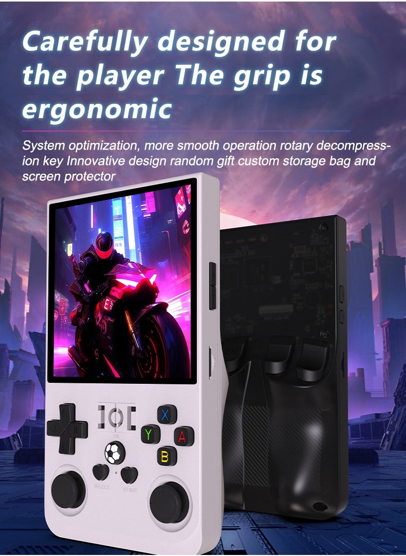 Handheld Game Console R36 MAX Rk3326 Android 13 4-inch IPS MIPI screen 4000mAh 5G WIFI Bluetooth Retro Video Players (Grey 128G)