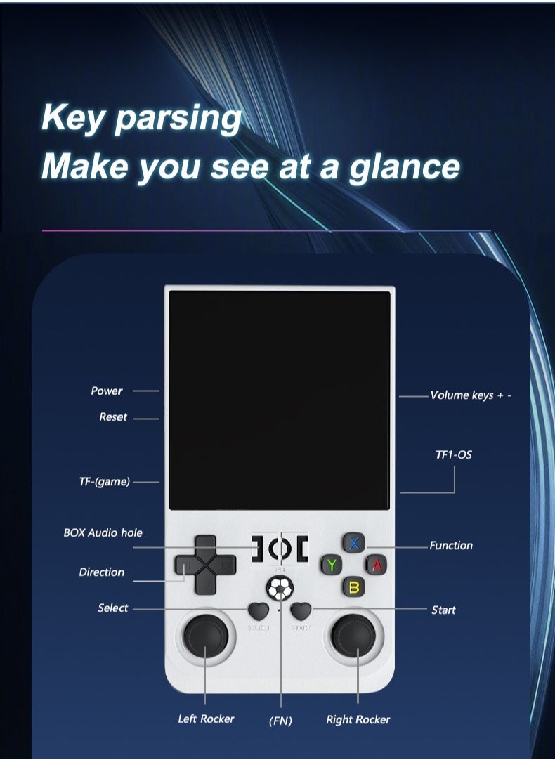 Handheld Game Console R36 MAX Rk3326 Android 13 4-inch IPS MIPI screen 4000mAh 5G WIFI Bluetooth Retro Video Players (Grey 128G)