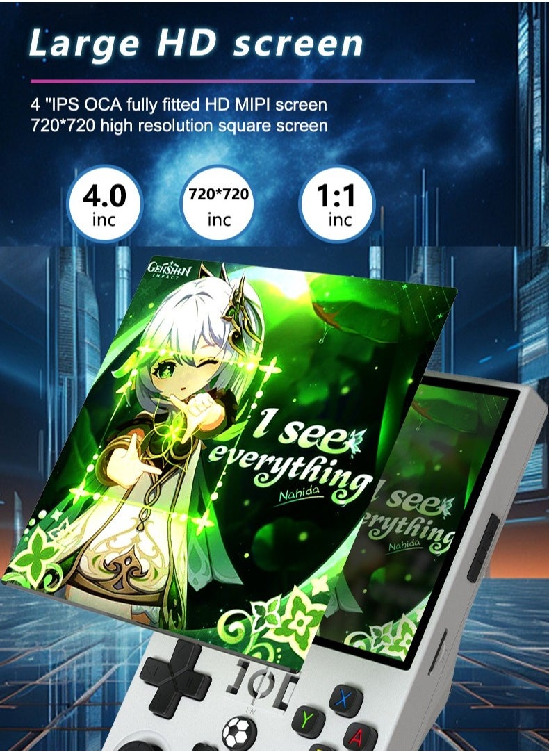 Handheld Game Console R36 MAX Rk3326 Android 13 4-inch IPS MIPI screen 4000mAh 5G WIFI Bluetooth Retro Video Players (Grey 128G)