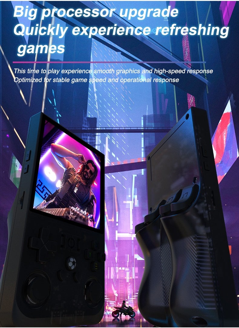 Handheld Game Console R36 MAX Rk3326 Android 13 4-inch IPS MIPI screen 4000mAh 5G WIFI Bluetooth Retro Video Players (Black 128