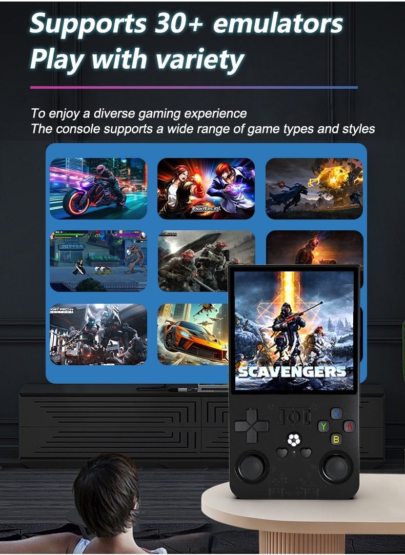 Handheld Game Console R36 MAX Rk3326 Android 13 4-inch IPS MIPI screen 4000mAh 5G WIFI Bluetooth Retro Video Players (Black 128
