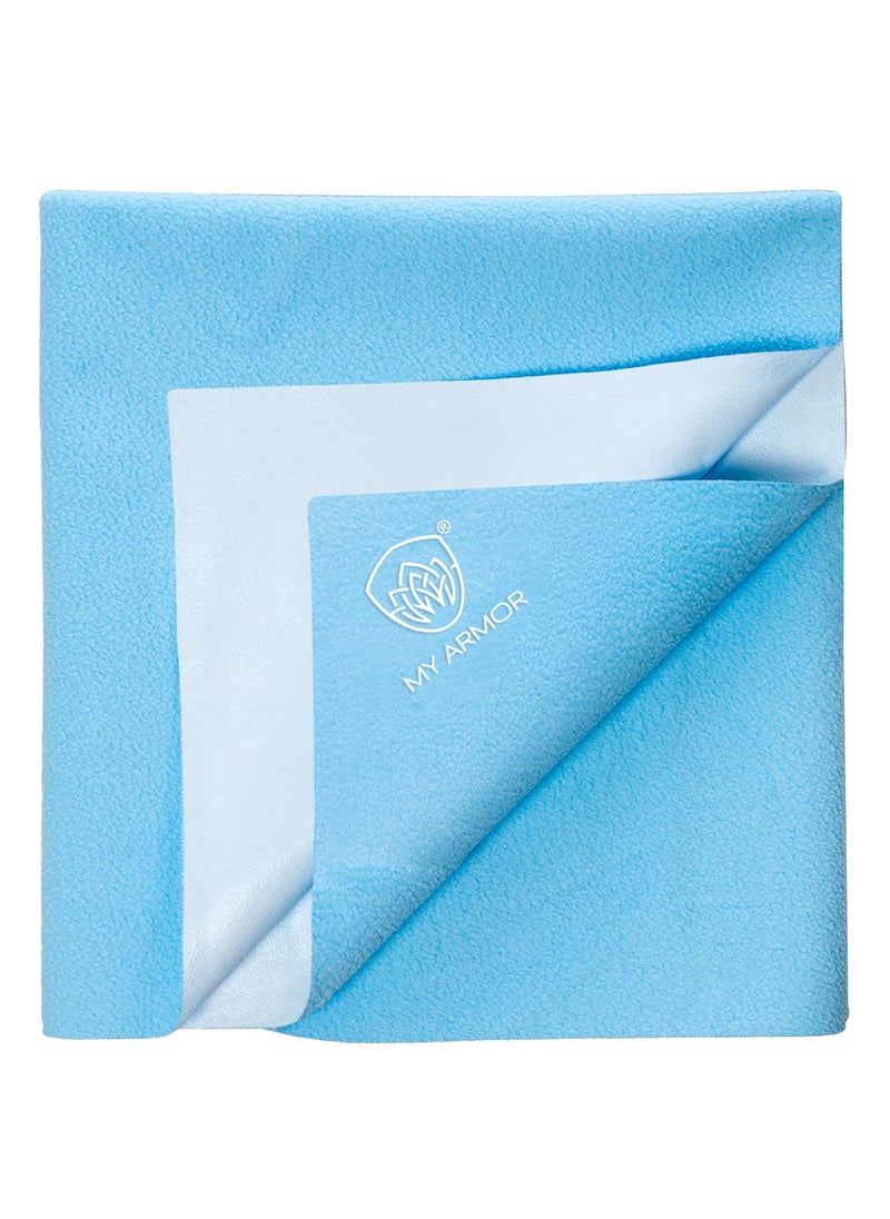 MY ARMOR Baby Dry Sheet for New Born Baby, Anti-Piling Waterproof Mattress Protector for Bed (Quick Drying/Extra Absorbent Dry Sheet for Bed) - Size 140x200 cm, Pack of 1, Sky Blue