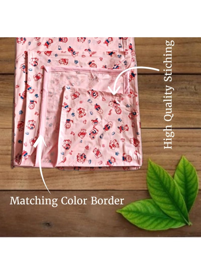 Mothers Choice® Single Waterproof PVC Plastic Mattress Protector/Bed Protection Sheet for Baby and Adult, 78 x 52 Inches - Pack of 2- Pink & White