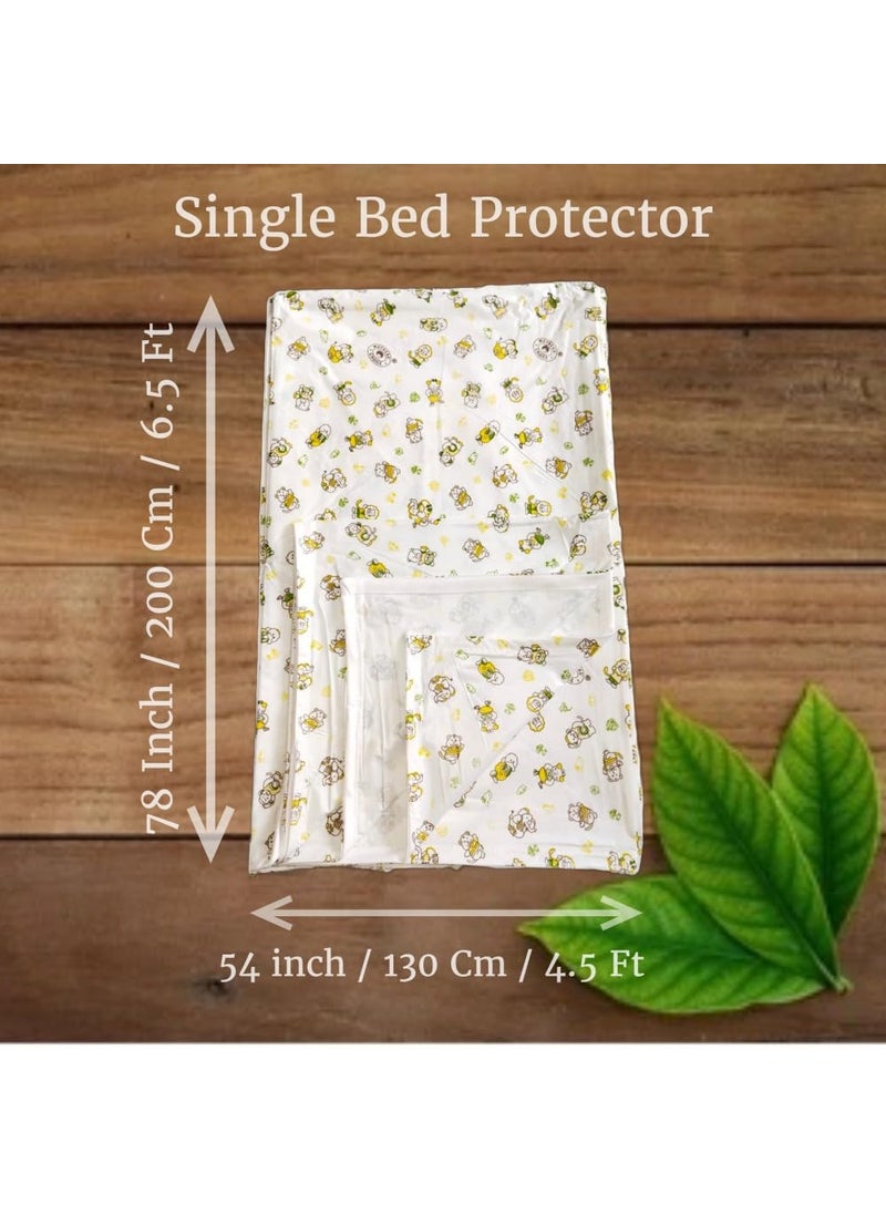 Mothers Choice® Single Waterproof PVC Plastic Mattress Protector/Bed Protection Sheet for Baby and Adult, 78 x 52 Inches - Pack of 2- Pink & White