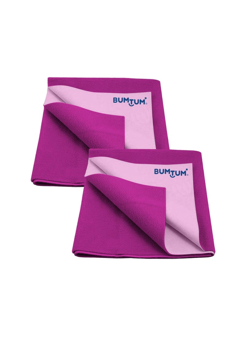 Bumtum Baby Dry Sheet Waterproof Soft Microfleece Baby Bed Protector | Anti - Bacterial & Odour Free | Extra Absorbant, Reuseable & Washable (Grape, Large Size, 100 * 140cm, Pack of 2), Microfleece