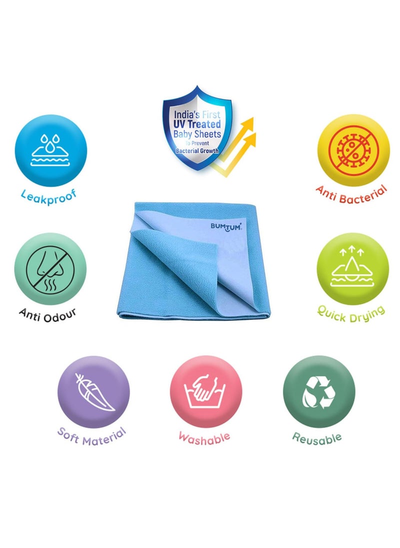 Bumtum Baby Dry Sheet Waterproof Soft Microfleece Baby Bed Protector | Anti - Bacterial & Odour Free | Extra Absorbant, Reuseable & Washable (Hot Pink, Large Size, 100 * 140cm, Pack of 2), Microfleece