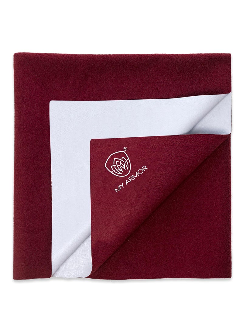 MY ARMOR Waterproof Mattress Protector Sheet for Kids and Adults, Rapid Dry Cotton Bed Protector- X-Large Size 140x200 cm, Pack of 1, Maroon