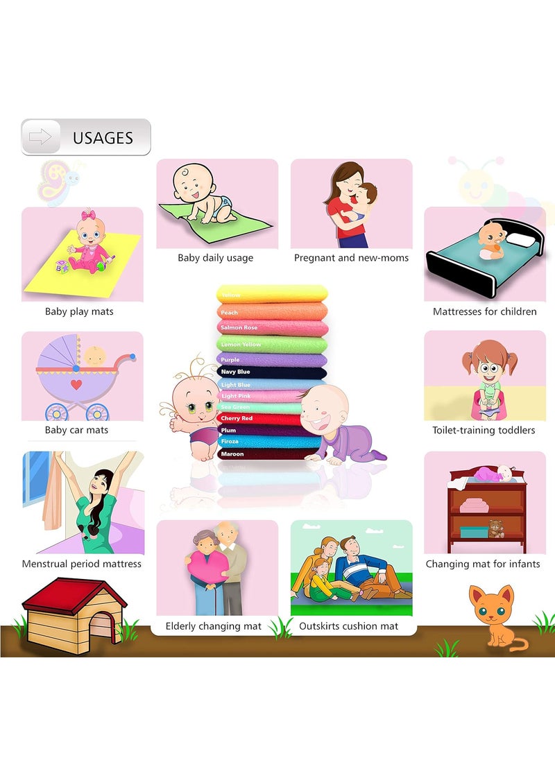 Newnik Cozymat Quick Oeko Tex Approved Dry Sheet/Bed Protector for New Born, Toilet Training Toddler, Old Age & New Moms (Medium (70cm x 100cm), Salmon Rose + Lemon Green)