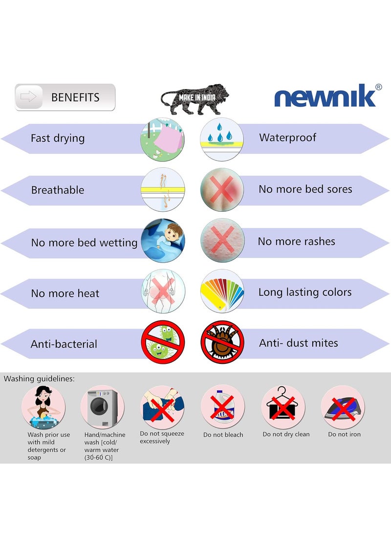 Newnik Baby Mat Waterproof dry sheet/Reusable Absorbent Sheets/Underpads (Size: 140cm X 100cm) Peach, Large