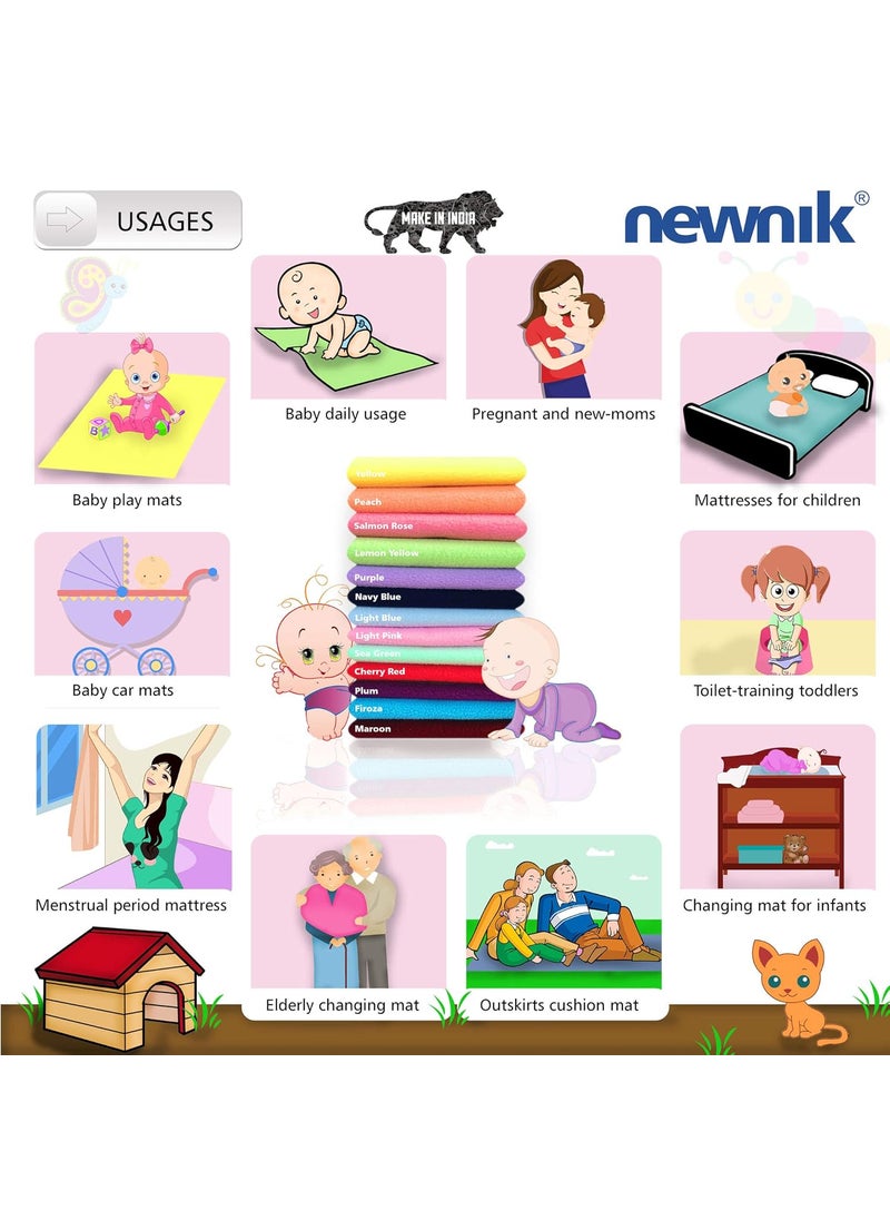 Newnik Baby Mat Waterproof dry sheet/Reusable Absorbent Sheets/Underpads (Size: 140cm X 100cm) Peach, Large