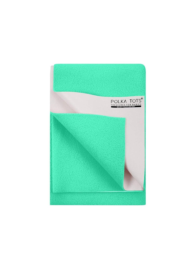 POLKA TOTS Waterproof & Reusable Baby Bed Protector Absorbent Mat Dry Sheet for New Born Infants (Mint, 100 X 140 CM, Large)